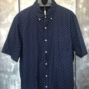 CLUB ROOM - Men's Navy Blue With White Anchor Pattern Shirt